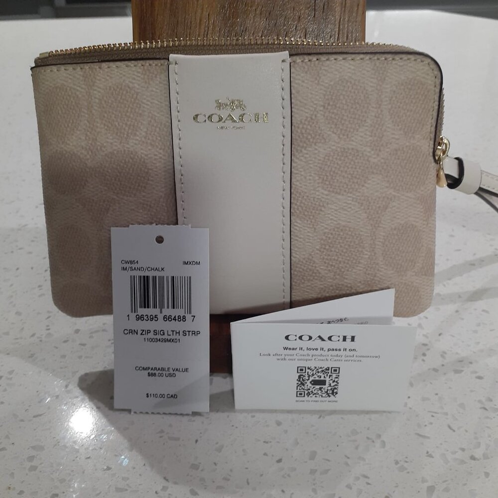 Coach Corner Zip Wristlet in Signature Canvas